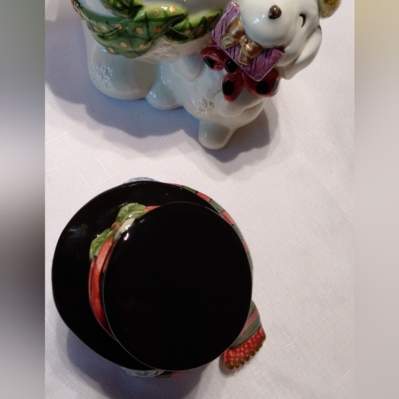 Fitz & Floyd Classics Frosty Folks Snowman Puppy Candy Jar - Picture 8 of 12